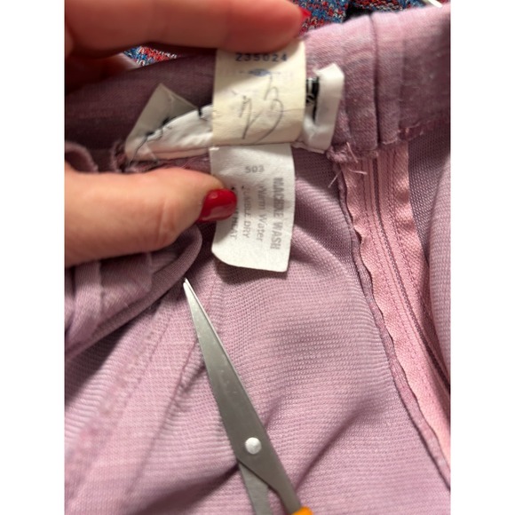 70s Bleeker Street Dress Size Large Pink Wide Collar Long Balloon Sleeve Belt - Picture 6 of 12